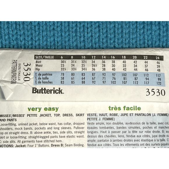 Butterick 3530 pattern top pants dress jacket sz 8 10 12 - Picture 5 of 11